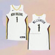 Camiseta New Orleans Pelicans Zion Williamson NO 1 Association Autentico 2020-21 Blanco