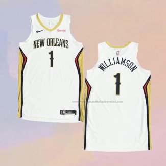 Camiseta New Orleans Pelicans Zion Williamson NO 1 Association Autentico 2020-21 Blanco