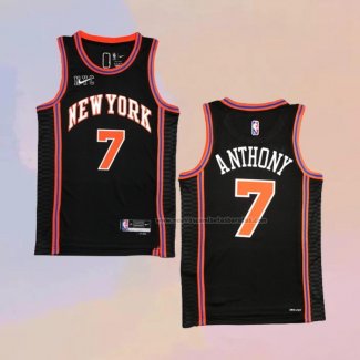 Camiseta New York Knicks Carmelo Anthony NO 7 Ciudad 2021-22 Negro