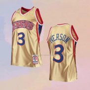 Camiseta Philadelphia 76ers Allen Iverson NO 3 Mitchell & Ness 1996-97 Oro