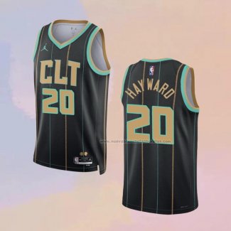 Camiseta Charlotte Hornets Gordon Hayward NO 20 Ciudad 2022-23 Negro