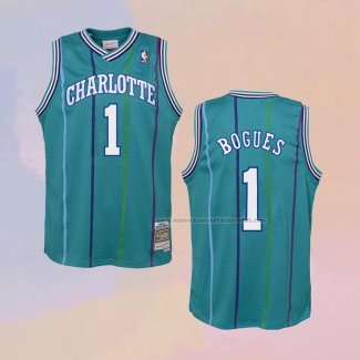 Camiseta Charlotte Hornets Muggsy Bogues NO 1 Hardwood Classics 1992-93 Verde