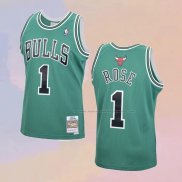 Camiseta Chicago Bulls Derrick Rose NO 1 Mitchell & Ness 2008-09 Verde