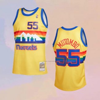 Camiseta Denver Nuggets Dikembe Mutombo NO 55 Mitchell & Ness 1991-92 Amarillo