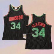 Camiseta Houston Rockets Hakeem Olajuwon NO 34 Mitchell & Ness 1993-94 Negro