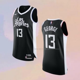 Camiseta Los Angeles Clippers Paul George NO 13 Ciudad 2020-21 Autentico Negro