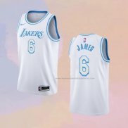 Camiseta Los Angeles Lakers LeBron James NO 6 Ciudad 2021-22 Blanco