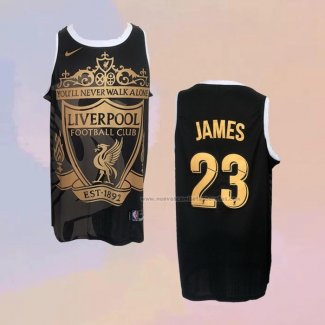 Camiseta Los Angeles Lakers Lebron James NO 23 Liverpool Negro