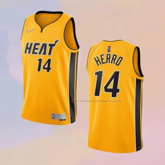 Camiseta Miami Heat Tyler Herro NO 14 Earned 2020-21 Oro