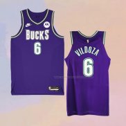 Camiseta Milwaukee Bucks Luca Vildoza NO 6 Classic 2022-23 Violeta