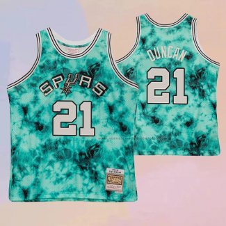 Camiseta San Antonio Spurs Tim Duncan NO 21 Galaxy Verde