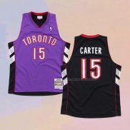 Camiseta Toronto Raptors Vince Carter NO 15 Hardwood Classics Throwback Negro Violeta