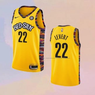 Camiseta Brooklyn Nets Caris Levert NO 22 Ciudad 2020-21 Amarillo