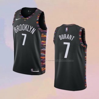 Camiseta Brooklyn Nets Kevin Durant NO 7 Ciudad 2019-20 Negro