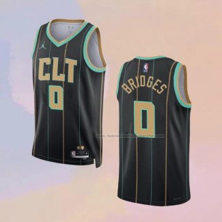 Camiseta Charlotte Hornets Miles Bridges NO 0 Ciudad 2022-23 Negro