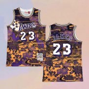 Camiseta Los Angeles Lakers Lebron James NO 23 Mitchell & Ness Lunar New Year Violeta