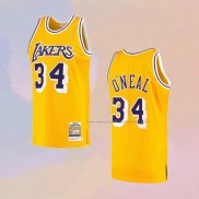 Camiseta Los Angeles Lakers Shaquille O'Neal NO 34 Mitchell & Ness 1996-97 Amarillo