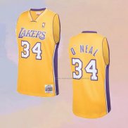 Camiseta Los Angeles Lakers Shaquille O'Neal NO 34 Mitchell & Ness 1999-00 Amarillo