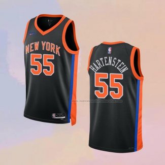 Camiseta New York Knicks Isaiah Hartenstein NO 55 Ciudad 2022-23 Negro