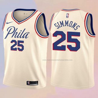 Camiseta Nino Philadelphia 76ers Ben Simmons NO 25 Ciudad Crema