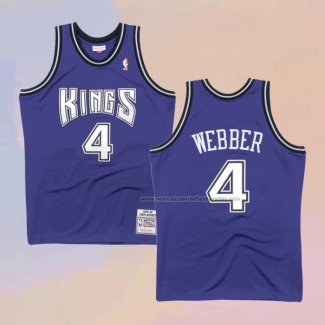 Camiseta Sacramento Kings Chris Webber NO 4 Mitchell & Ness 1998-99 Negro