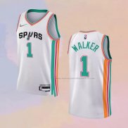 Camiseta San Antonio Spurs Lonnie Walker NO 1 Ciudad 2021-22 Blanco