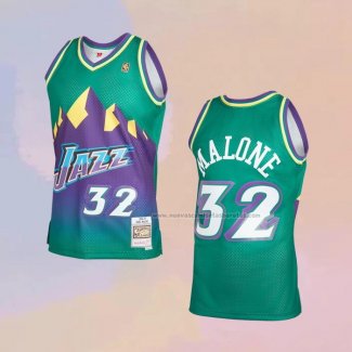 Camiseta Utah Jazz Karl Malone NO 32 Mitchell & Ness 1996-97 Verde