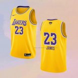 Camiseta Los Angeles Lakers Lebron James NO 23 Icon 2020 Final Bound Amarillo