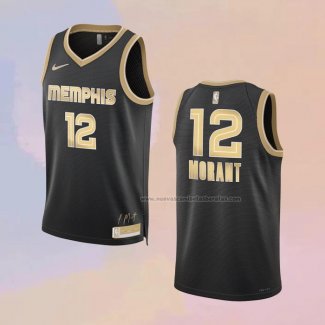 Camiseta Memphis Grizzlies Ja Morant NO 12 Select Series Oro Negro