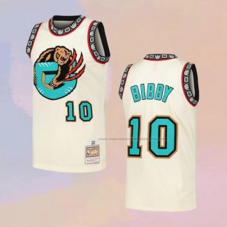 Camiseta Memphis Grizzlies Mike Bibby NO 10 Mitchell & Ness Chainstitch Crema