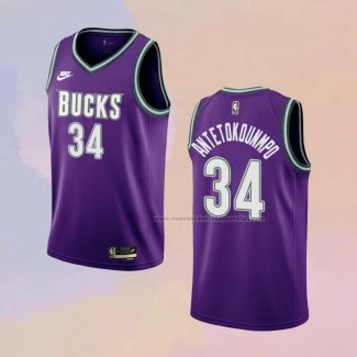 Camiseta Milwaukee Bucks Giannis Antetokounmpo NO 34 Classic 2022-23 Violeta