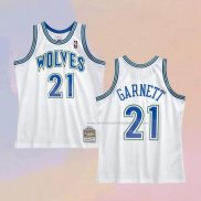 Camiseta Minnesota Timberwolves Kevin Garnett NO 21 Hardwood Classics Throwback Blanco