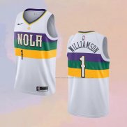 Camiseta New Orleans Pelicans Zion Williamson NO 1 Ciudad 2019-20 Blanco