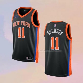 Camiseta New York Knicks Jalen Brunson NO 11 Ciudad 2022-23 Negro