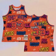 Camiseta New York Knicks Patrick Ewing NO 33 Slap Sticker Mitchell & Ness 1991-92 Naranja