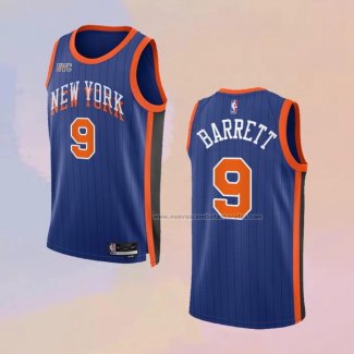 Camiseta New York Knicks RJ Barrett NO 9 Ciudad 2023-24 Azul