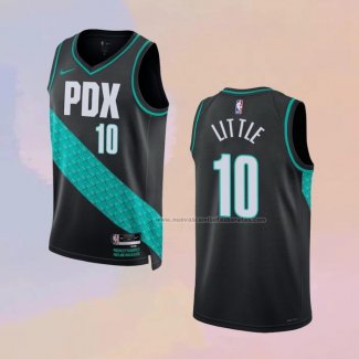 Camiseta Portland Trail Blazers Nassir Little NO 10 Ciudad 2022-23 Negro