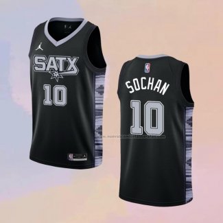 Camiseta San Antonio Spurs Jeremy Sochan NO 10 Statement 2022-23 Negro