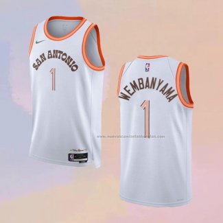 Camiseta San Antonio Spurs Victor Wembanyama NO 1 Ciudad 2023-24 Blanco