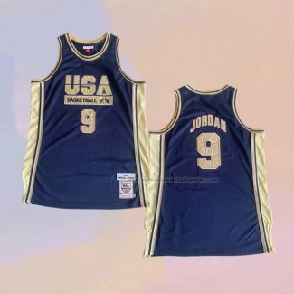 Camiseta USA 1992 Michael Jordan NO 9 Azul Oro