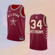 Camiseta All Star 2024 Milwaukee Bucks Giannis Antetokounmpo NO 34 Rojo