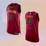 Camiseta Cleveland Cavaliers LeBron James NO 23 Icon Autentico Rojo