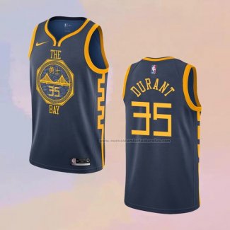 Camiseta Golden State Warriors Kevin Durant NO 35 Ciudad 2018-19 Azul