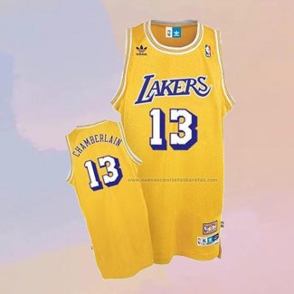 Camiseta Los Angeles Lakers Wilt Chamberlain NO 13 Retro Amarillo