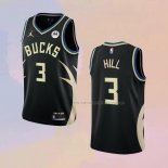 Camiseta Milwaukee Bucks George Hill NO 3 Statement 2022-23 Negro