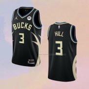 Camiseta Milwaukee Bucks George Hill NO 3 Statement 2022-23 Negro