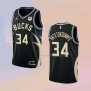 Camiseta Milwaukee Bucks Giannis Antetokounmpo NO 34 Statement 2022-23 Negro