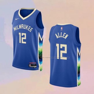 Camiseta Milwaukee Bucks Grayson Allen NO 12 Ciudad 2022-23 Azul