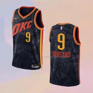 Camiseta Oklahoma City Thunder Davis Bertans NO 9 Ciudad 2023-24 Negro