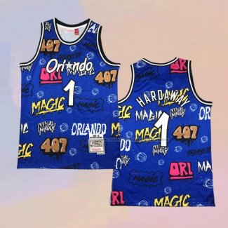 Camiseta Orlando Magic Penny Hardaway NO 1 Slap Sticker Mitchell & Ness 1994-95 Azul